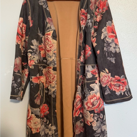 SOLITAIRE Anthropology Faux Suede Lightweight open cardigan M - Picture 2 of 10